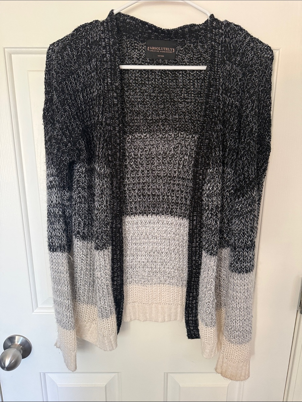 Absolutely Open-Front Colorblock Cardigan in Black and Cream